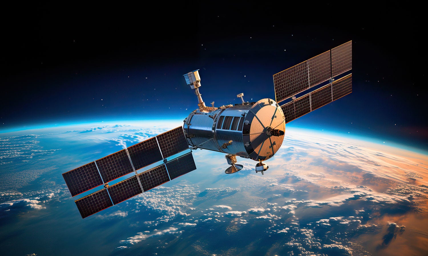 A satellite in orbit over the Earth