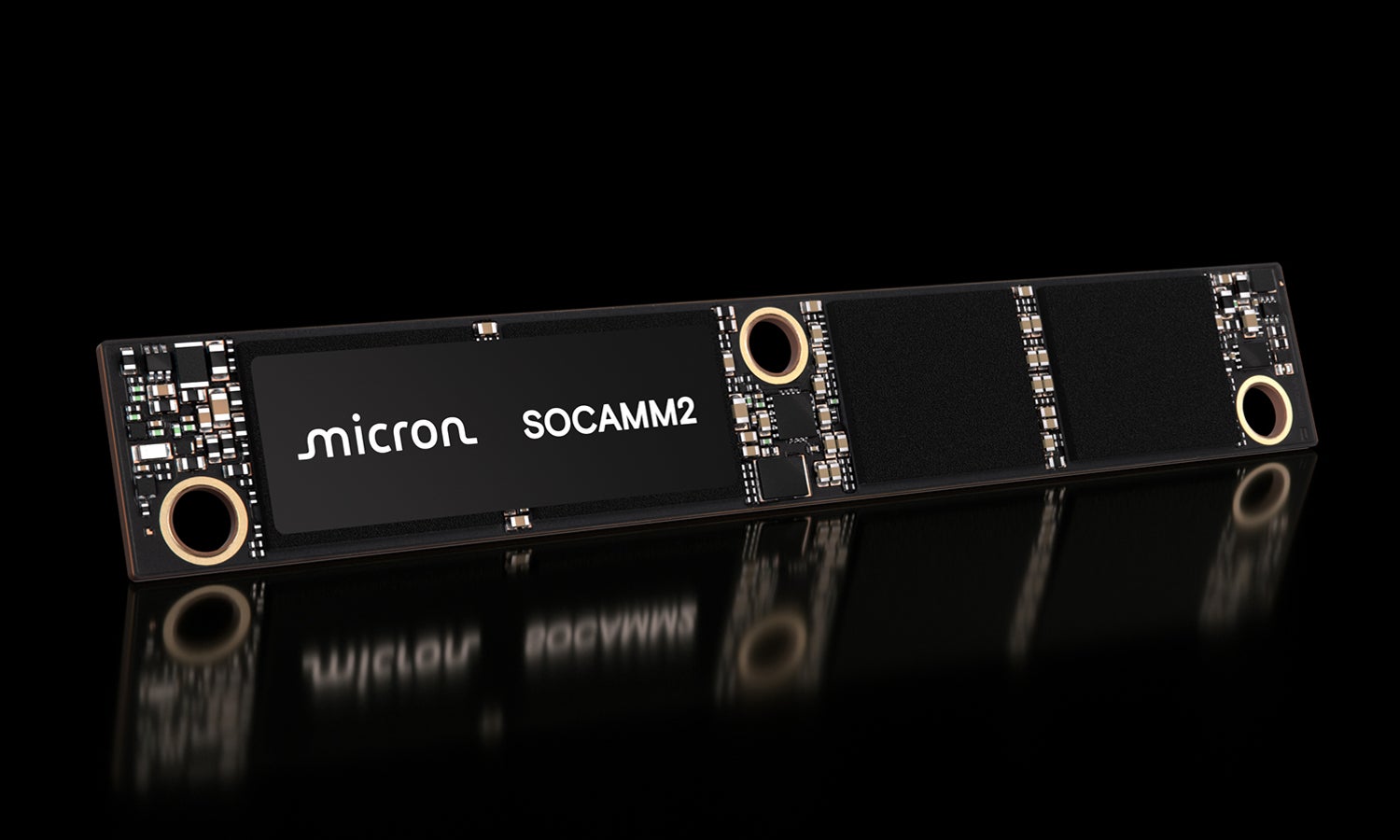 SOCAMM2 module from the right on a black background